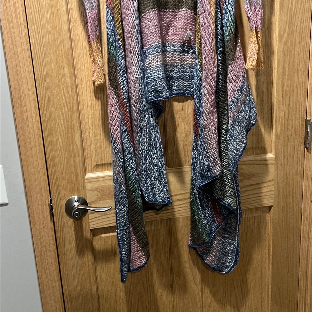 Anthropology knitted and knotted Multi-Color Striped Open-Front Women's Cardigan - Picture 2 of 7